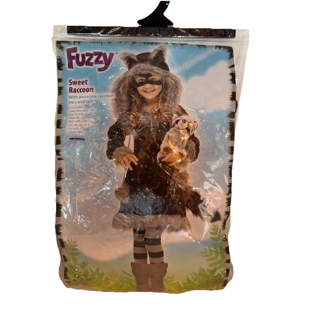 Sweet Raccoon Dress Halloween Costume Girls Size 4-6T Dress Up Play Theater